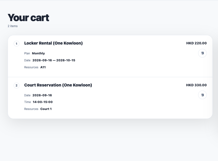 One-stop cart checkout screen